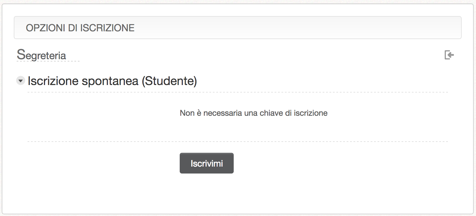 Opzione di iscrizione